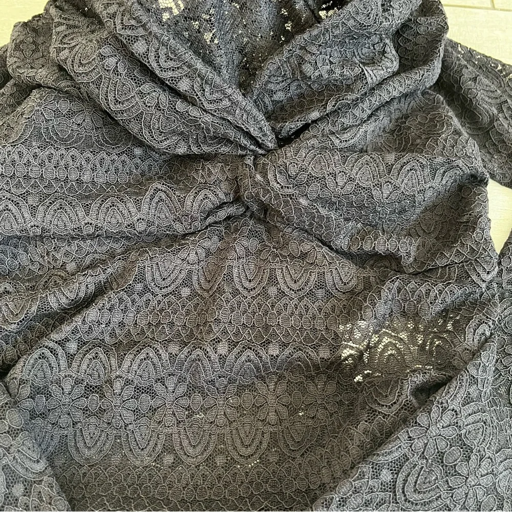 FREE PEOPLE Hold Me Closer Top XS Black Lace Cutout Knot Off The Shoulder Boho